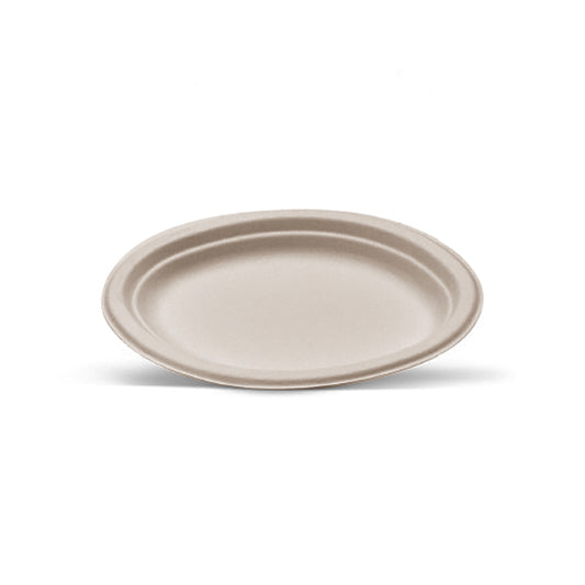 Oval Plate Unbleached Sugarcane - Small