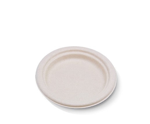 Round Plate Unbleached Sugarcane - 7" Small