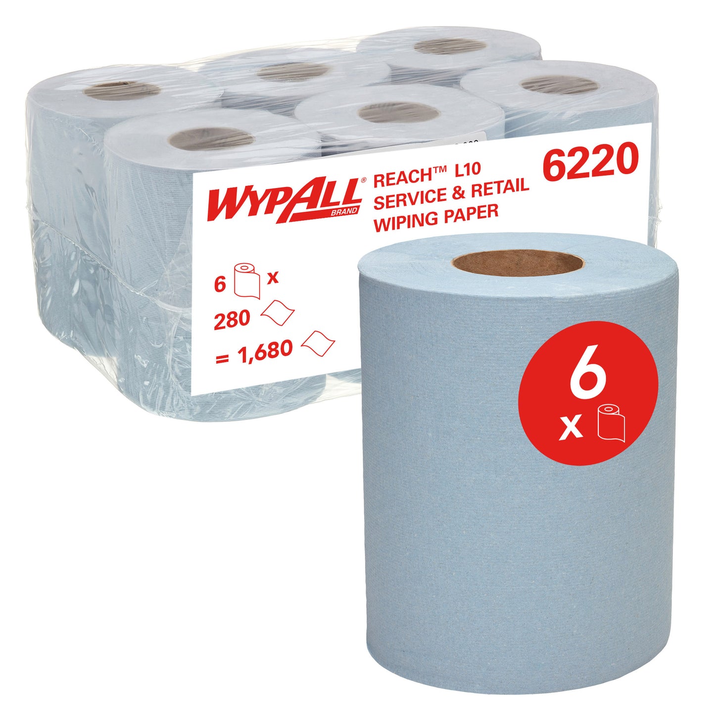 WYPALL® L10 Service & Retail Wiping Paper, 1 Ply Centrefeed Reinforced Blue Wipers