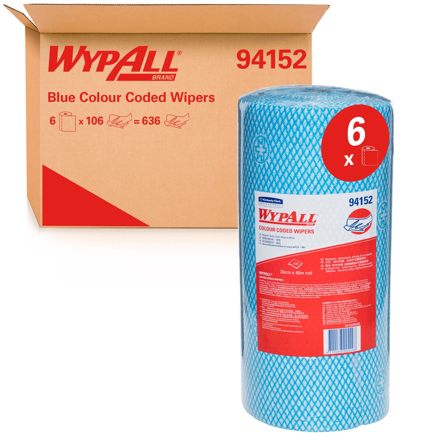 WYPALL® Blue Colour Coded Wiper Roll Colour Coded Multipurpose Wipers